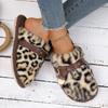 Fashion Fashion Leopard Print Fur Slippers for Women Outdoor Light Non Slip Fluffy Slippers Woman Comfy Flat Heel Plush House Slides