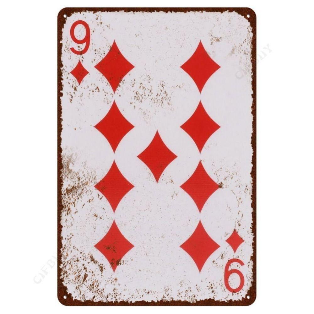 Spelkortsposter på väggen, metallplatta 20x30cm