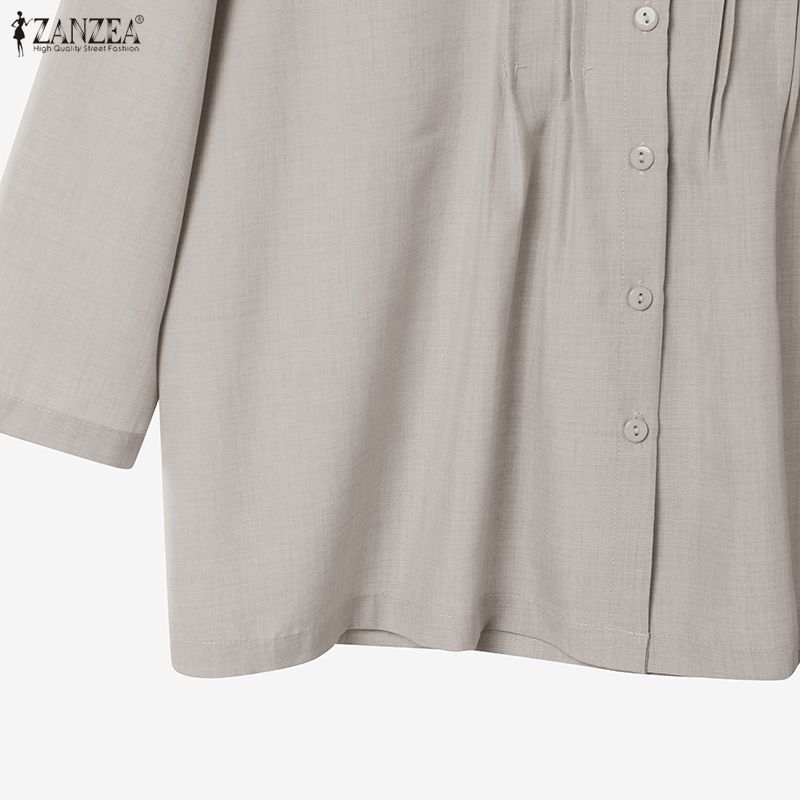 ZANZEA Women Casual Round Neck 3/4 Sleeve Loose Blouse