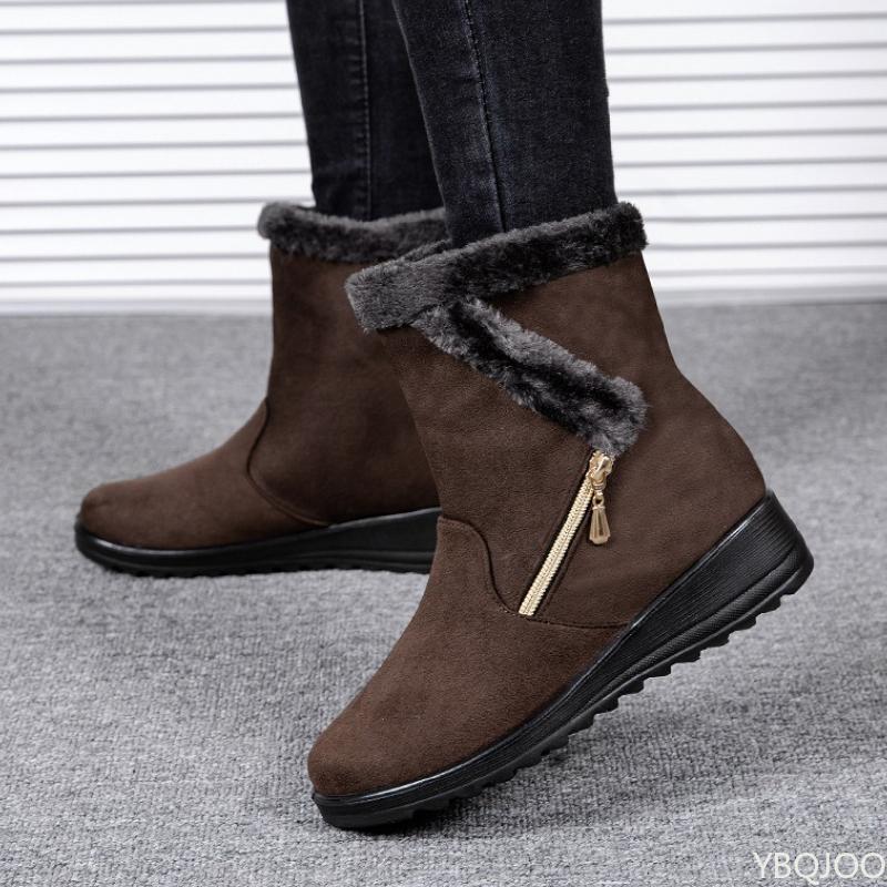 

Новые Теплые Женские Зимние Ботинки Устойчивые к Холоду Боковая Цепочка Низкий Каблук Повседневная Женская Обувь Осень Зима Простая Удобная Обувь 41 коричневый