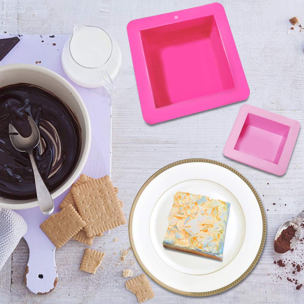 2 Pcs Non-Stick Square Baking Silicone Molds Quick Release Bread Pan Bakeware Tray for Cheese Cake Tier Cake Handmade Toast Mold