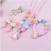 Ensemble Collier Bracelet pour Enfants Mignon Dessin Animé Licorne Filles Collier Étudiant Perles Zircon
