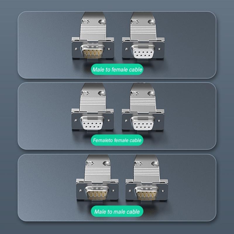 Gold Plated DB9 Serial Straight Connection Cable 28AWG Male Female 9-pin RS232 Data Wire Line for Computers