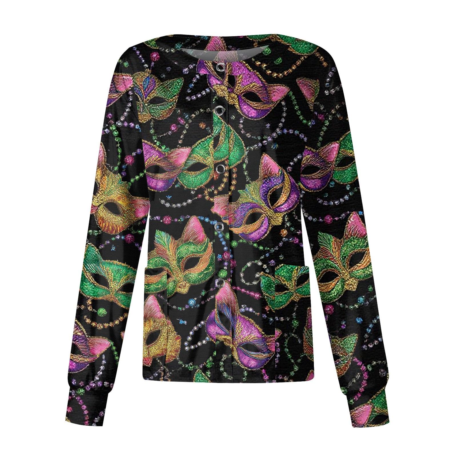 

Women s Casual Long-sleeved Single-breasted Printed Protective Clothing Cardigan Top XXL чорний