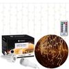 Lichtervorhang - SPRINGOS® - 300 LEDs - 14,5m - warmweiß - IP44 - 8-Funktionen-Timer
