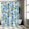Modern Owl Blue Striped Shower Curtain Cute Bathroom Decor for Kids Room Waterproof Fabric Bath Mat Tassels Rod Pocket Design Un