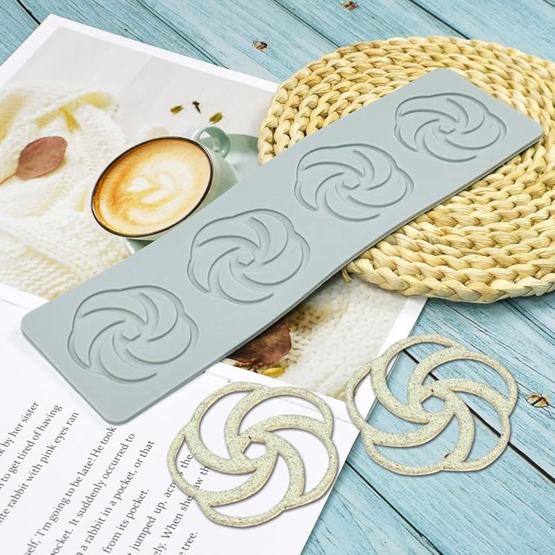 Geometric Pattern Mold, 3D Hollow Spiral Mold Silicone Fondant Candle Mold for Cake Cupcake Food Decorations (F_12x3.28x0.08inch)
