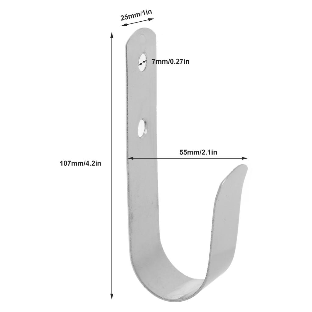 2pcs J Hook Bracket Rustproof Rugged 304 Stainless Steel Smooth Versatile J Hook Hangers for Boats Yachts RVs Accessories