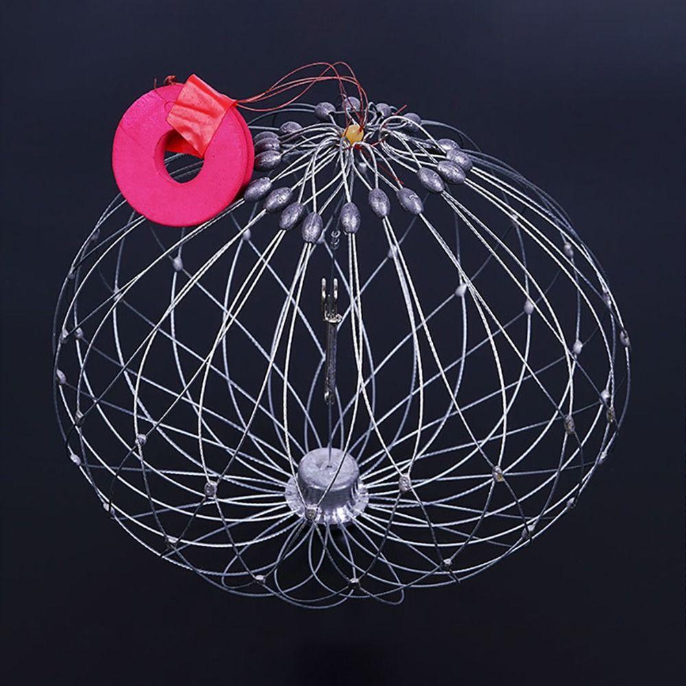 1Pcs Steel Wire Crab Trap Net Automatic Open Closing Stainless Steel Fishing Net Cage 52/72cm Outdoor Fishing Accessories