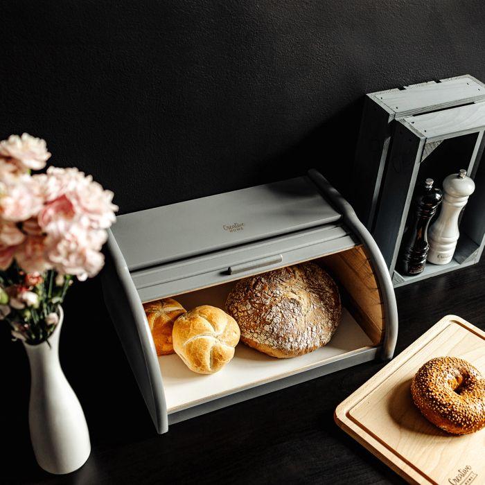 Boîte à Pain - Creative Home - Vintage - Bois de hêtre naturel - 38 x 28,5 x 17,5 cm