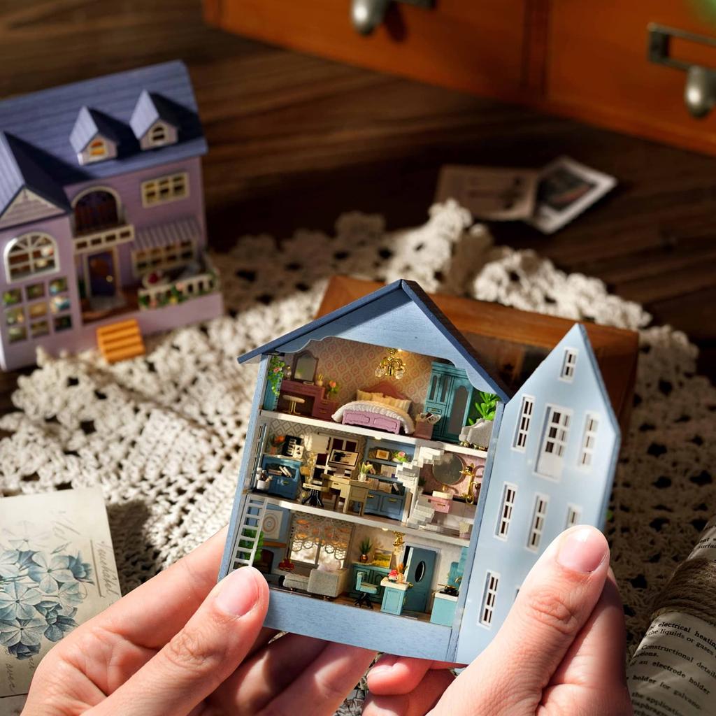 CUTEROOM Wooden Dollhouse Kit DIY Miniature House for Kids Toy for Girls and Boys Comes with Furniture - - - (D031)