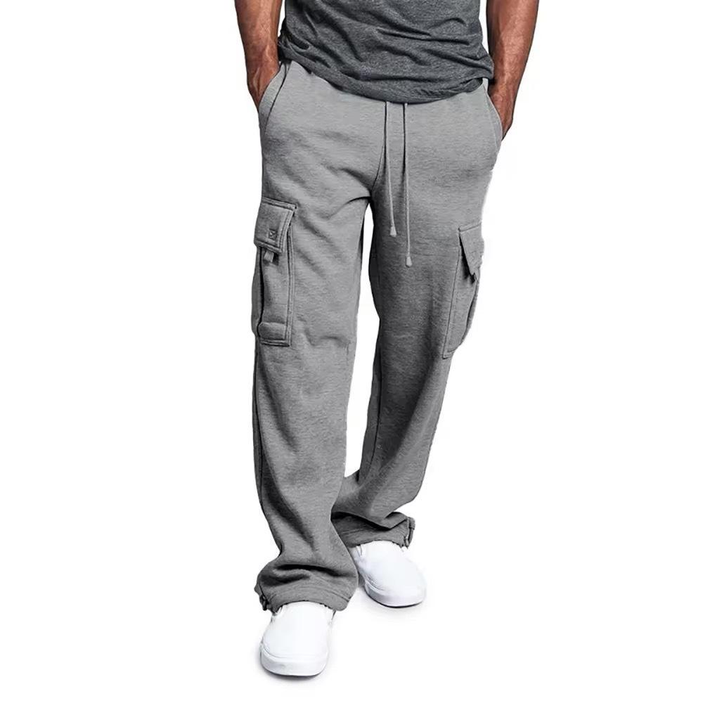 Sports Casual Pants Tying Feet Multi-pocket Tether for Men's New Loose Work Trousers