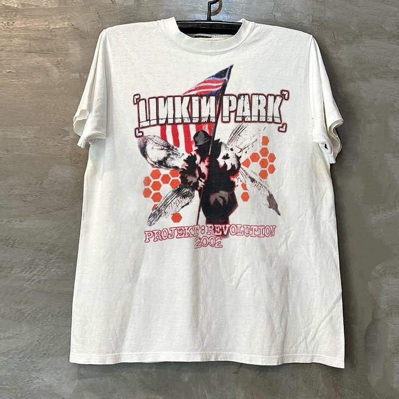 

2025 Linkin Park Linkin Park Футболка с коротким рукавом Мужская Винтажный Хлопок Дизайн Чувство Улицы Качество Люксовый Бренд 4XL