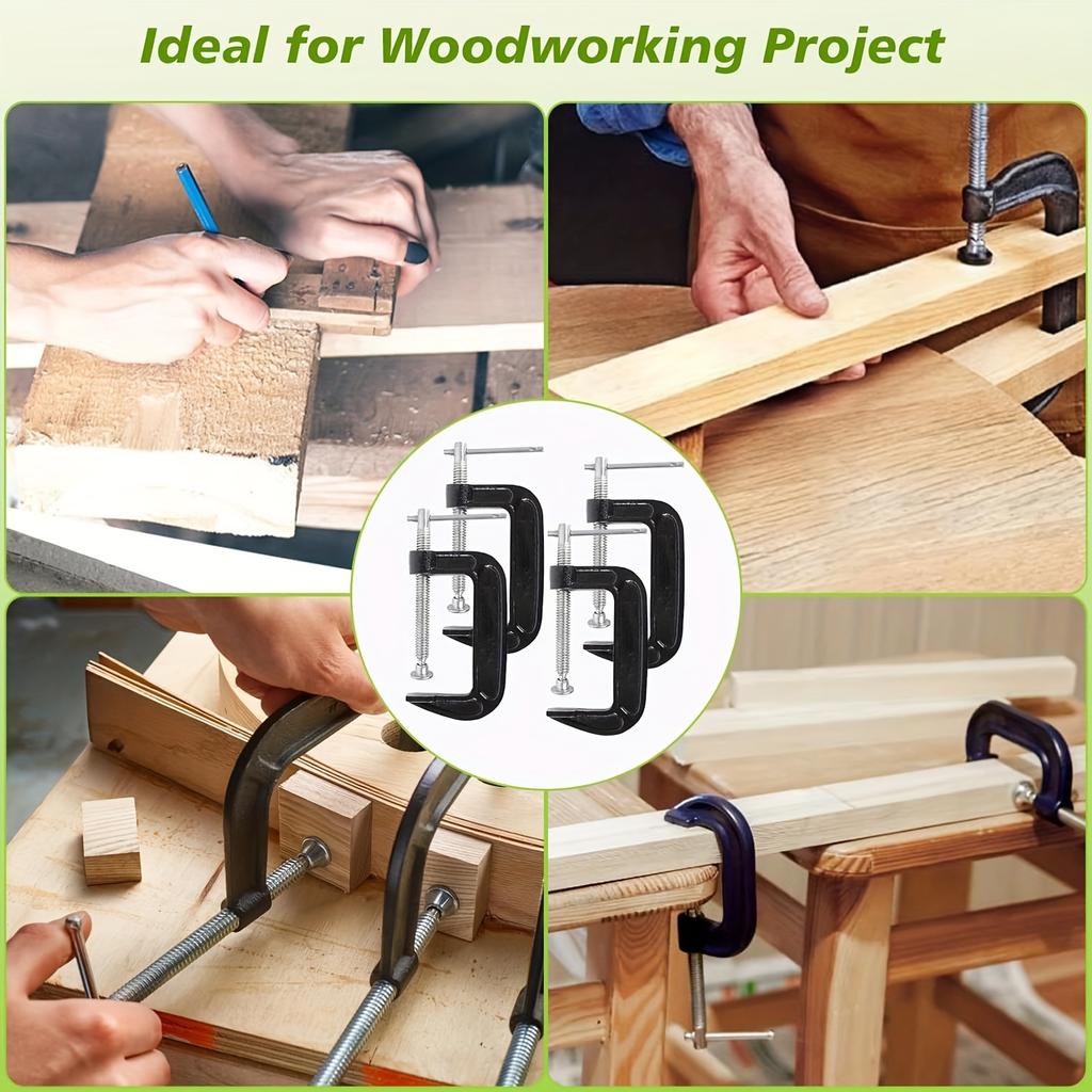 4 Inch Heavy Duty G Clamp with Jaw Opening, Industrial Strength 4" G Clamp with Sliding T-Bar Handle, Woodworking, Welding