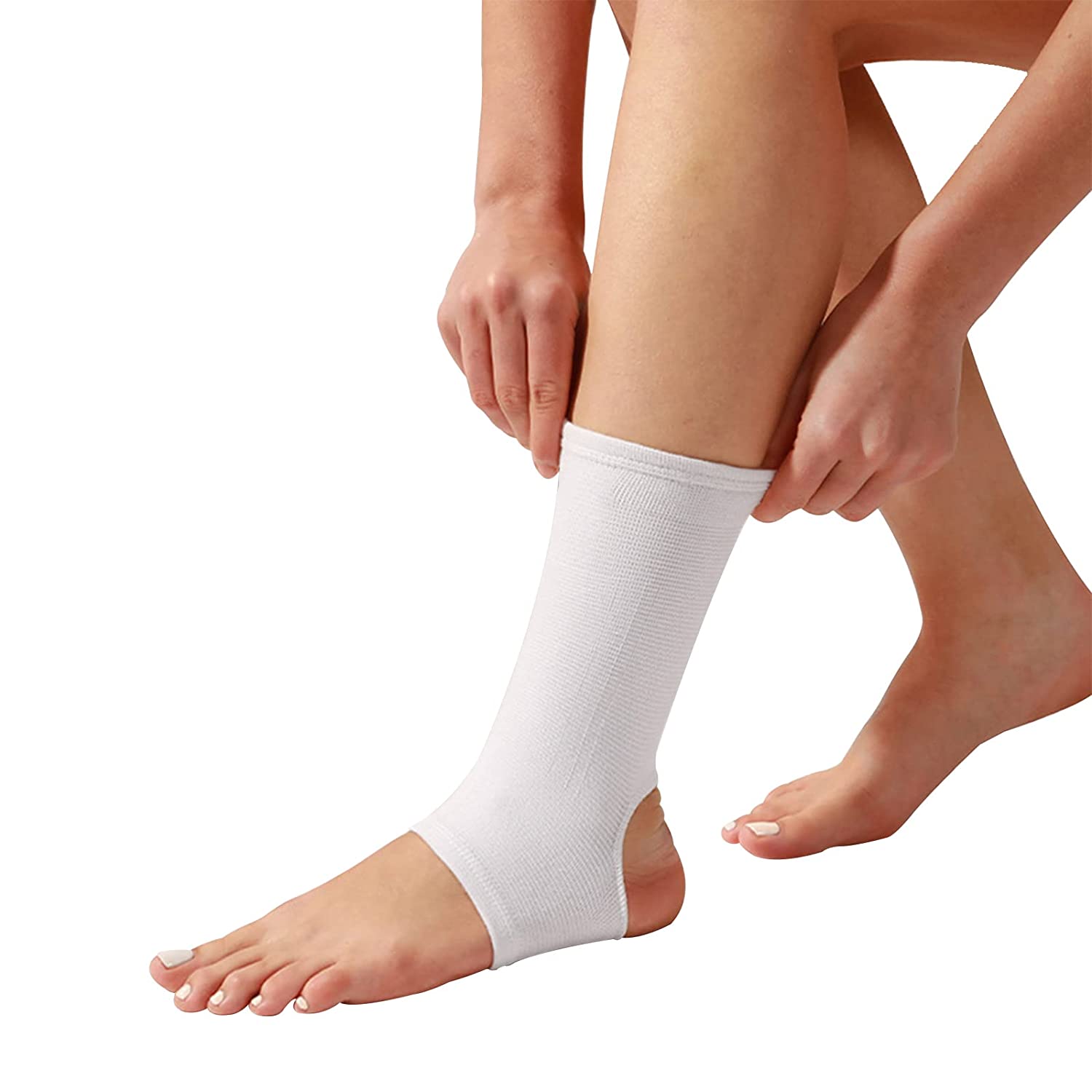 1Pcs Ankle Brace Compression Sleeve,Ankle Wrap & Ankle Support for Women & Men,Ankle Compression Sock for Sprain,Swelling M белый