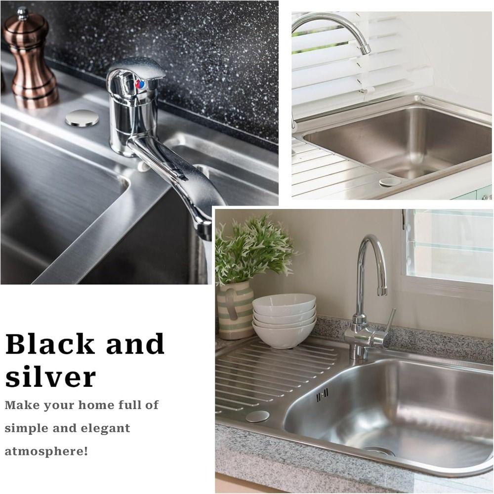 Stainless Steel Sink Hole Cover Black Silver Sink Tap Hole Cap Faucet Hole Cover