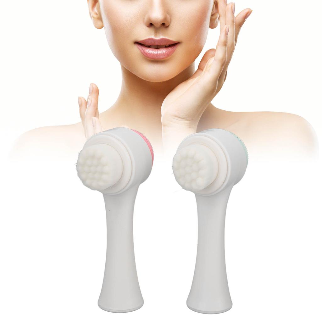 2Pcs Face Wash Brush Double Sided Deep Dirt Oil Cleansing Face Massage Face Scrub Brush for Face Washing Massage