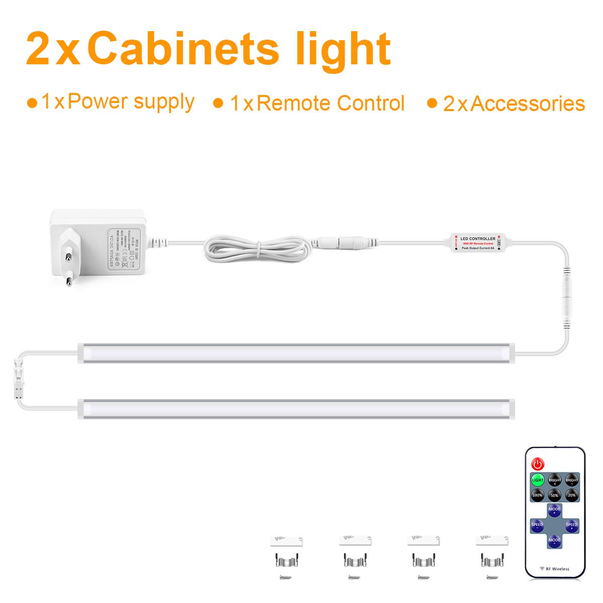 

Linkable Aluminium LED Light Bar Dimmable RF Remote Control Tube Strip DIY Kitchen Under Cabinet Counter Workbench Closet Lamp 2PCS-30CM теплим білим кольором