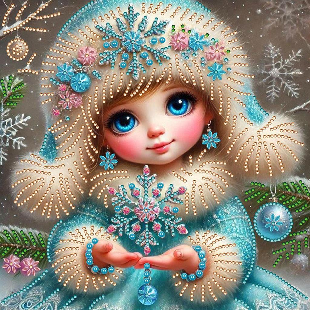 Snow Girl Special Shape Partial Drill Dimond Art Paintings for Gift Home Wall Decor Crystal Rhinestones Diamond Painting 30x30cm