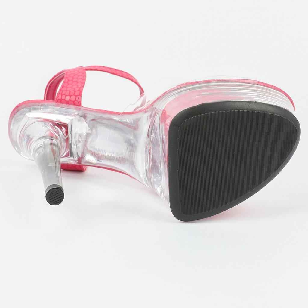 Damenschuhe Frühling Klare Absätze Sexy Sandalen Slipper Mädchenschuh für Party Club 14 cm Absatz 4 cm Plattform LFD-B3532