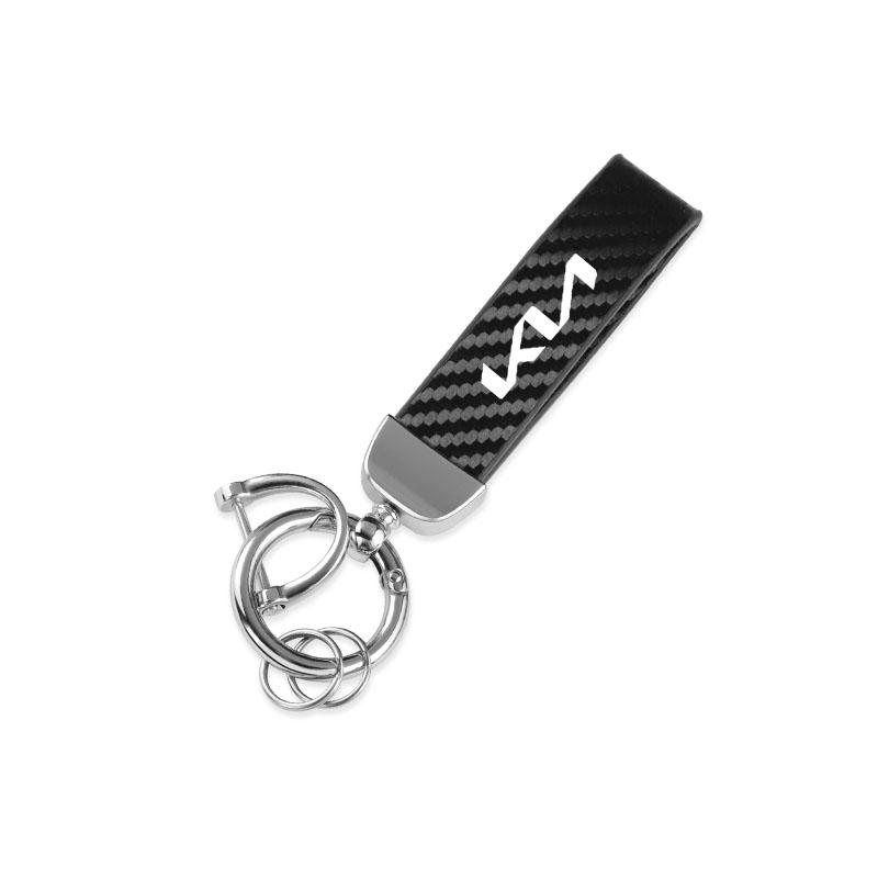 XQNW2 Car Carbon Fiber Keychain Luxury Keyring Buckle Accessories For KIA Carnival Niro EV9 K8 Forte Cerato Sportage Ray EV Telluride
