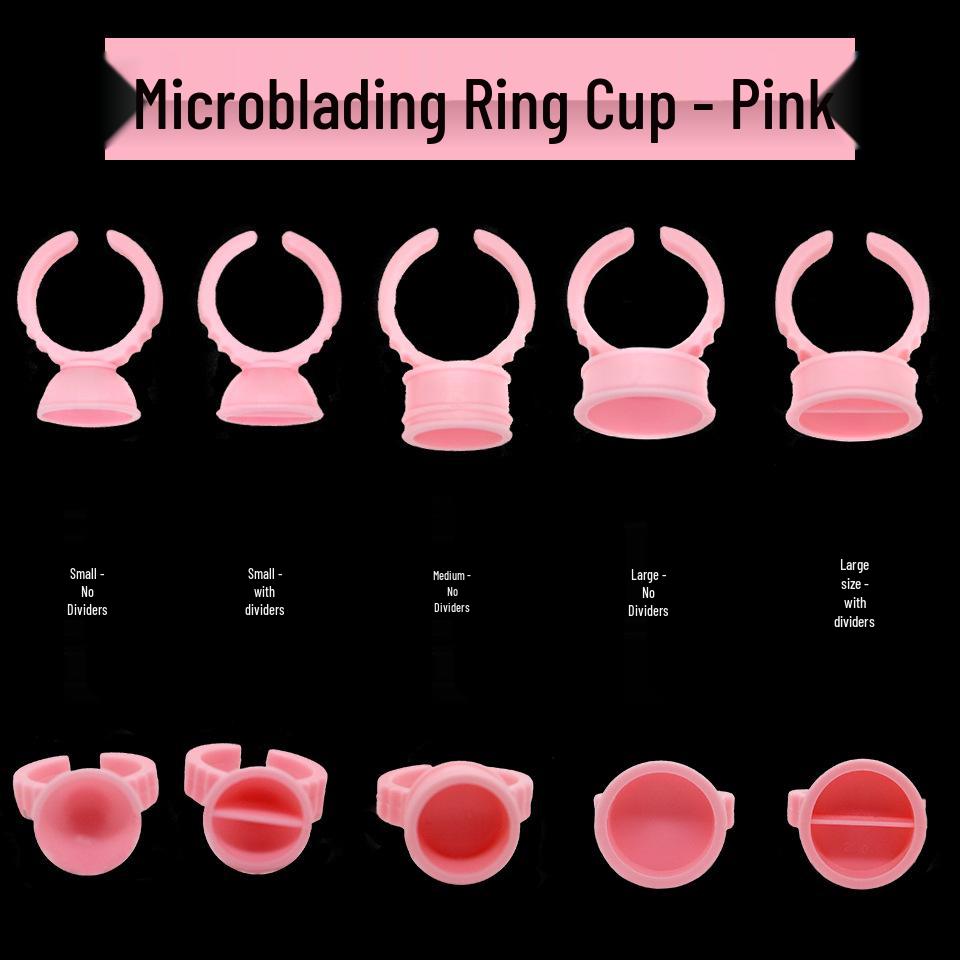 Eyelash and Tattoo Pigment Ring Cups, Large & Small Sizes, 100 Pcs/bag