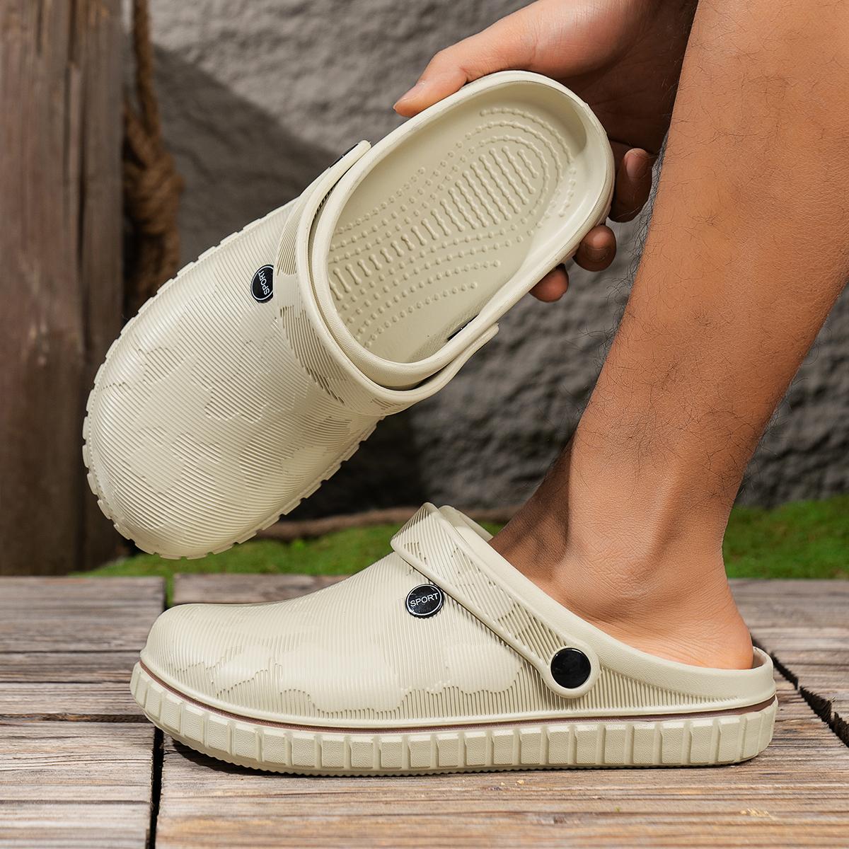 

Lightweight Chef Shoes Closed Toe Rubber Sandals Men Clogs Garden Shoes Barefoot Zuecos Hombre Cholas Man Summer Beach Shoes 47 бежевий