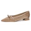 French Small Heels Design Sense Niche Gentle Low Heel Single Shoes Women's 2cm Spring Bow Pointed Not Tired Feet Women's Shoes