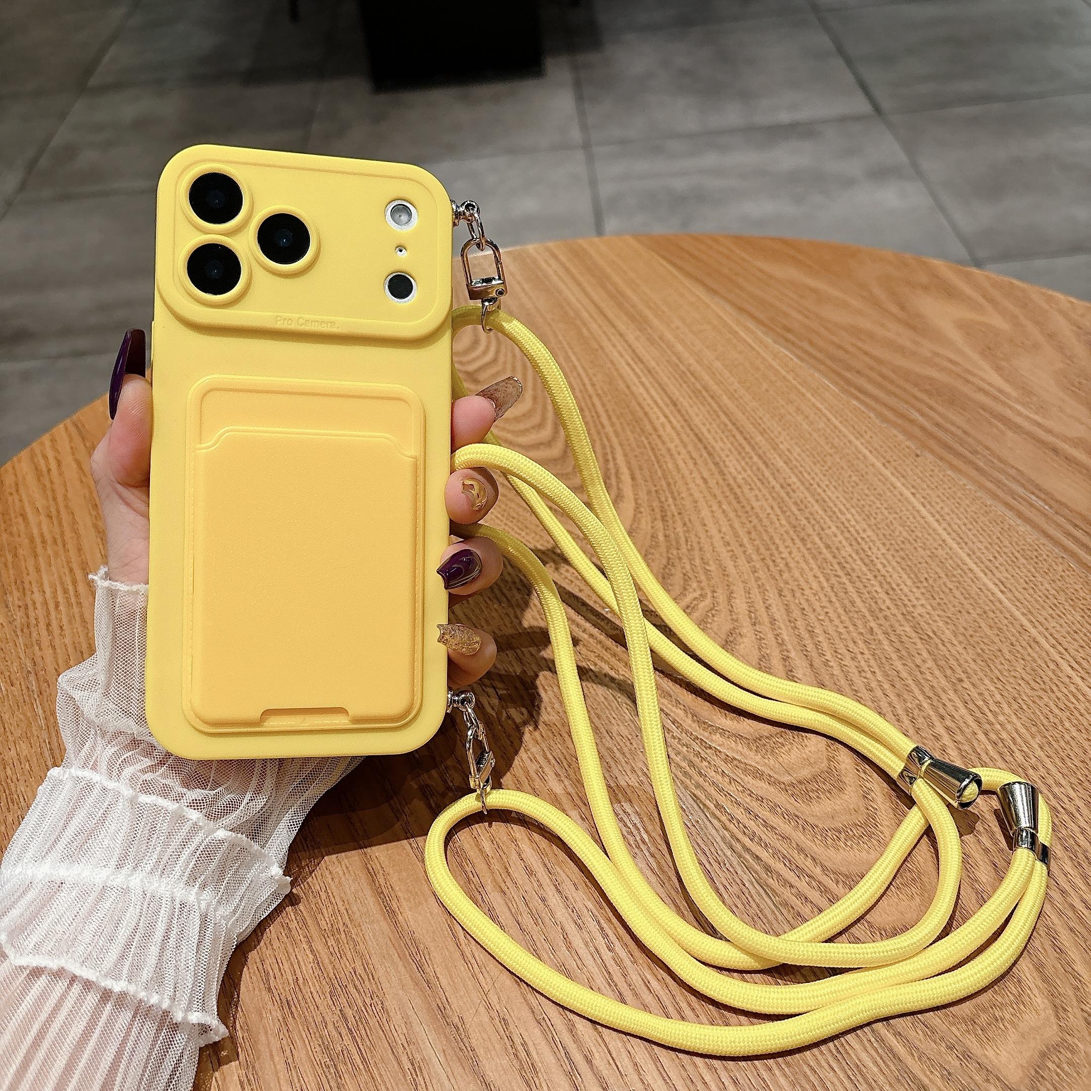 

Розкішний чохол-гаманець на шнурку через плече для iPhone 17 16 15 14 Plus 13 12 Pro Max Mini 17promax 17pro iPhone 16Plus жовтий