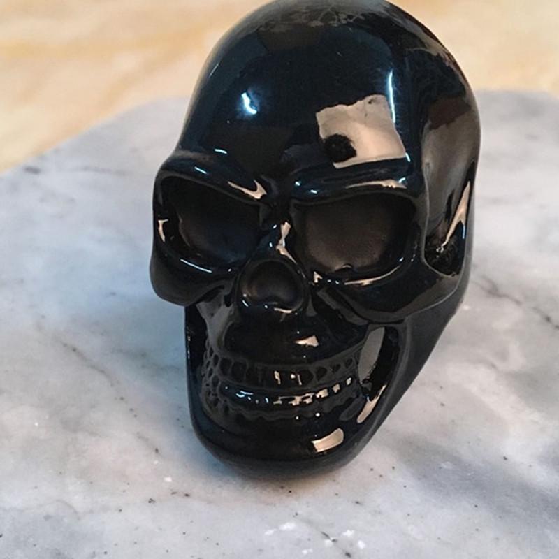 Anello da Uomo Punk in Lega Europea e Americana Testa di Fantasma Anello Teschio Nero
