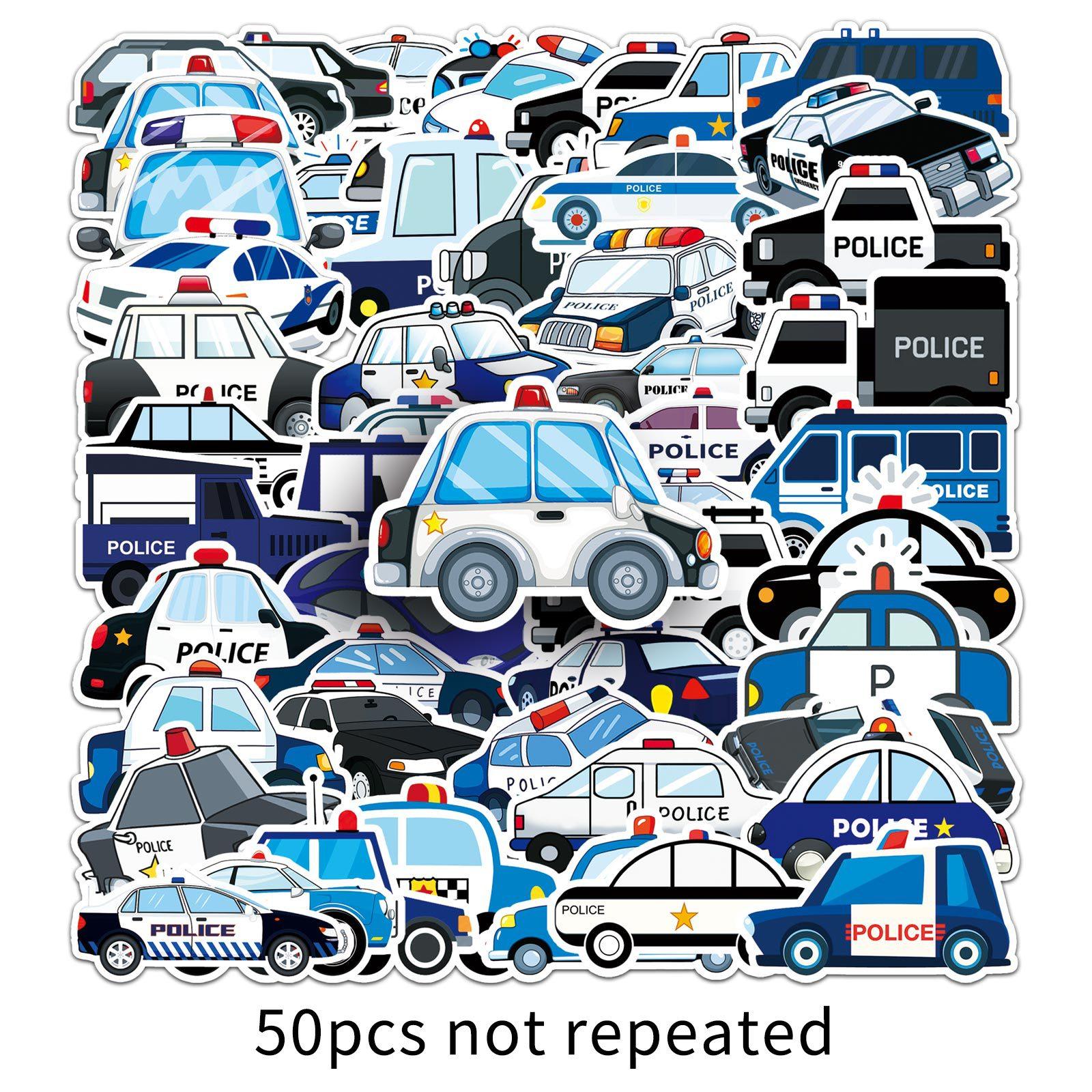 

50 Police Car Doodle Personality Cartoon Children s Rewards Guka DIY Mobile Phone Case Suitcase Stickers Waterproof