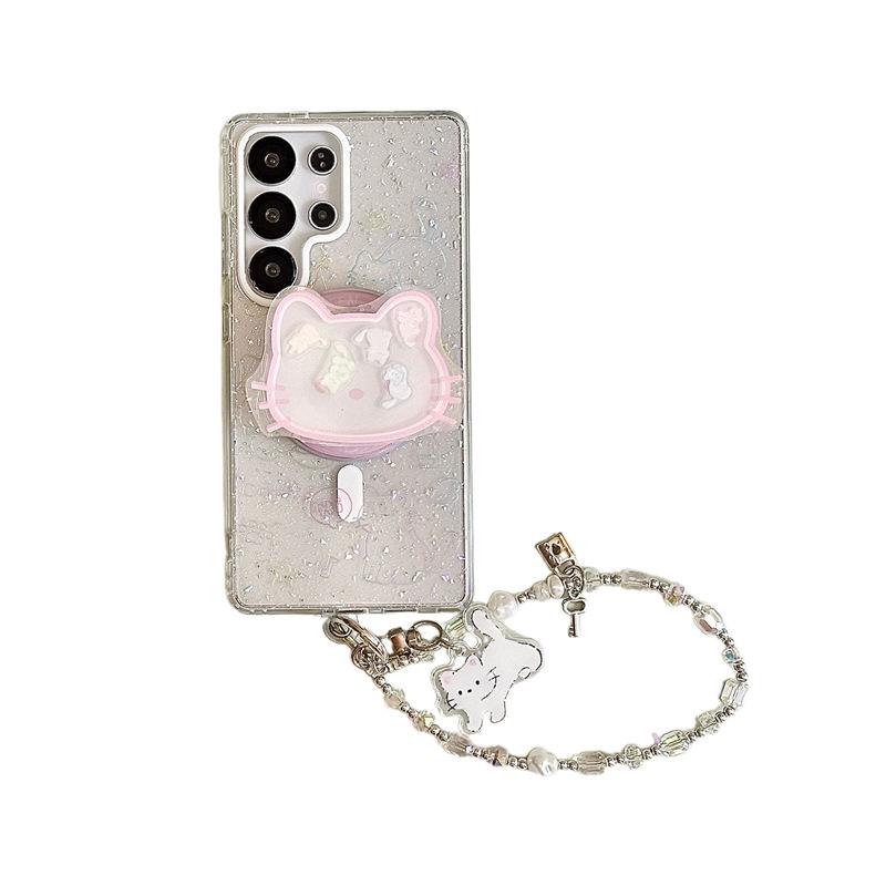 Cartoon Graffiti Small Cat Glitter Magnetic Phone Case for Samsung S25U, S24 Plus, S23 (2025)