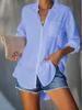 Plus Size Women's Casual Loose Solid Color Button-Down Shirt