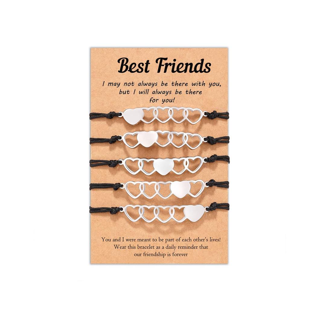 Stainless Steel Cut-out Bracelet Set Friend Friendship Bracelet Motivational Gift Hand-woven Triple Love Bracelet
