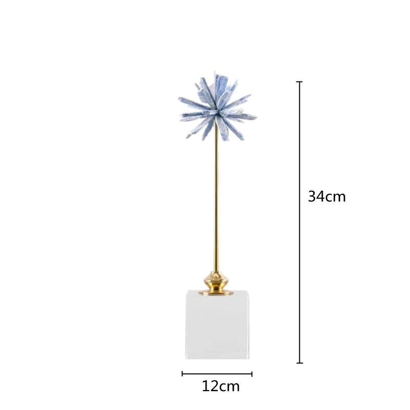 Crystal Flower Natural Crystal Agate Metal Handicraft Handmade White Artificial Flower Decorative Figurines Home Decoration