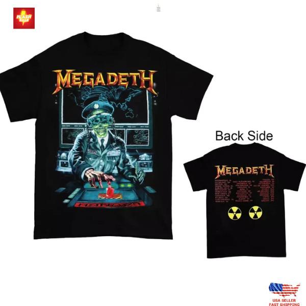 В тренде 1990 Megadeth Rust in Peace Тур Черная Футболка Двусторонняя Футболка Унисекс Футболка XXXL