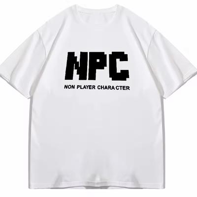 White NPC Prop Synthesis Creative Game Graphic Tee Cotton Mens Womens T Shirt Vintage Streetwear