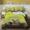 Chick Kids Duvet Cover Set King/Queen Size, Farm Animal Print Duvet Cover, Yellow Cute Chick Bedding Set In The Basket, Green