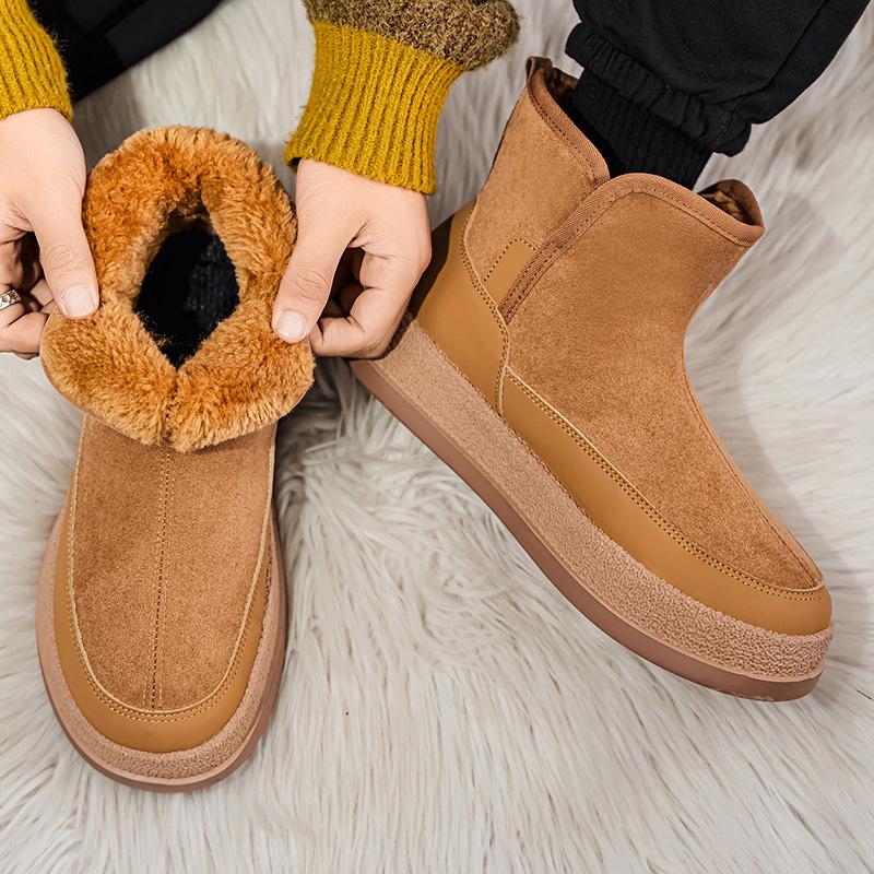 New Winter Boots Non-slip Work High-top Outdoor Warm plush Casual Shoes for Men Waterproof PU Leather Warm Snow Ankle Boots 39 коричневый 4540₽