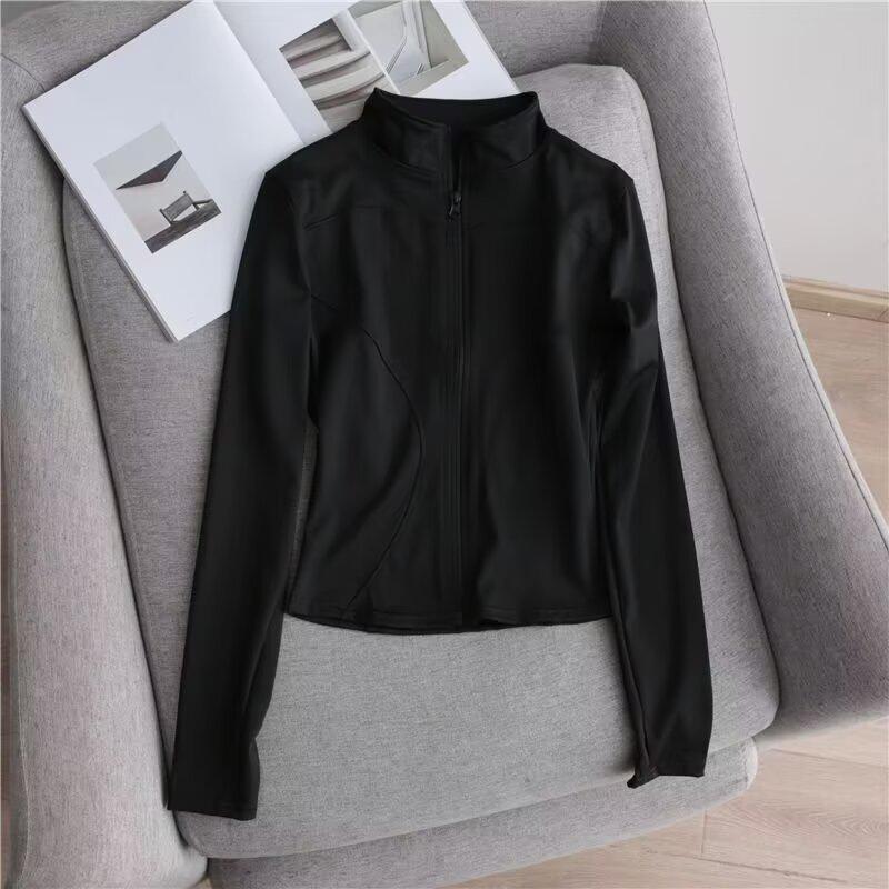 Women's Slim Fit Long Sleeve Sun Protection Running Jacket - White Stand Collar Fitness Outerwear