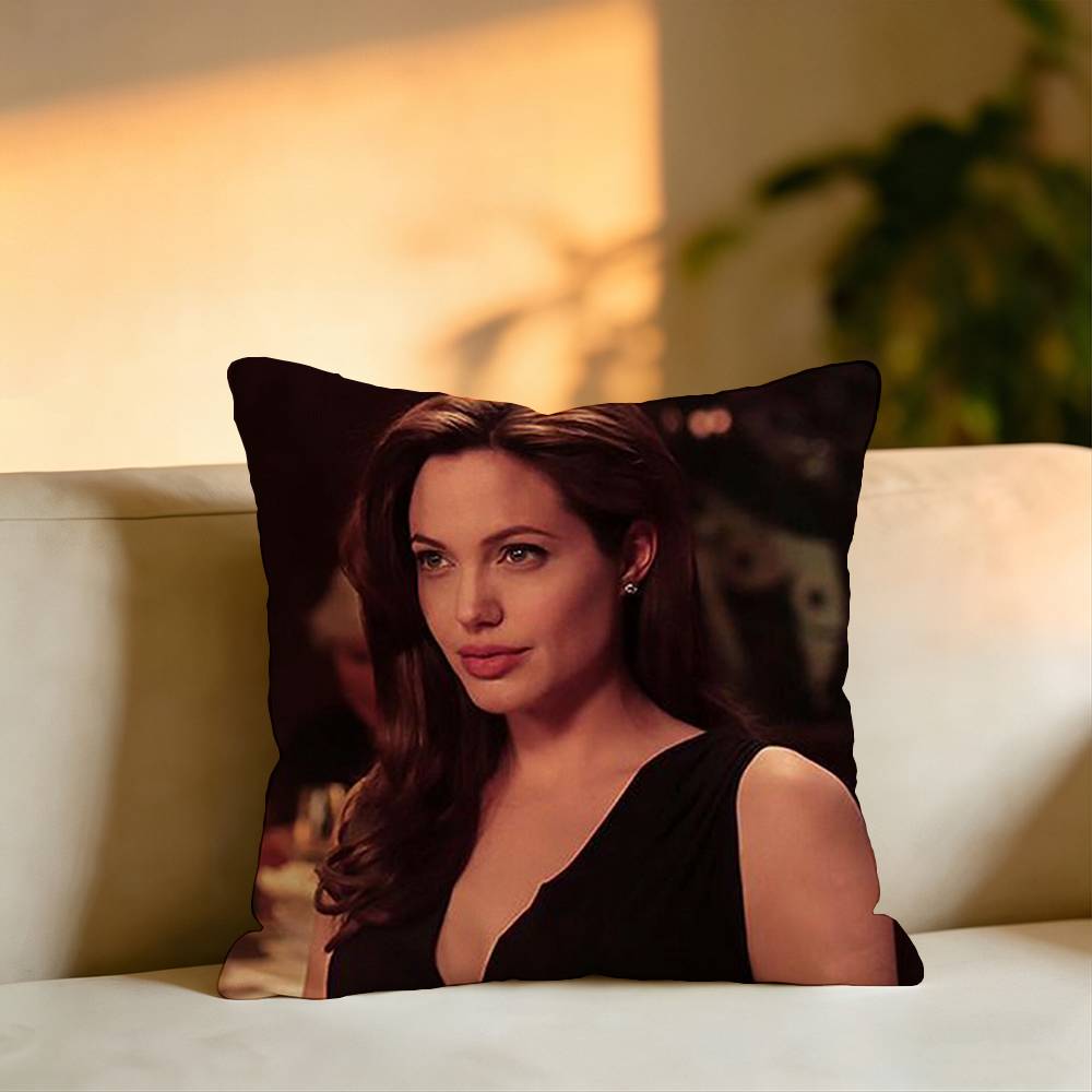 Popular Actress AAngelina Jolie Pillow Case Square DoubleSided Sofa Cushion Cover Bedroom Bedside Pillow