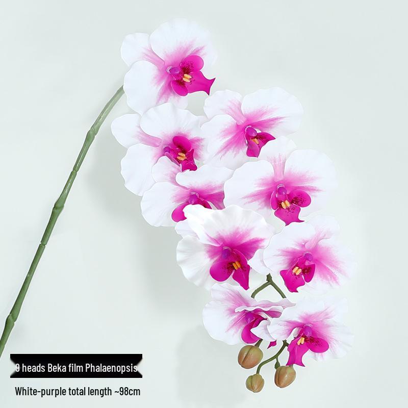 High-Quality Phalaenopsis Simulation with 9 Heads - Little Red Book Style Flower Decoration for Photography