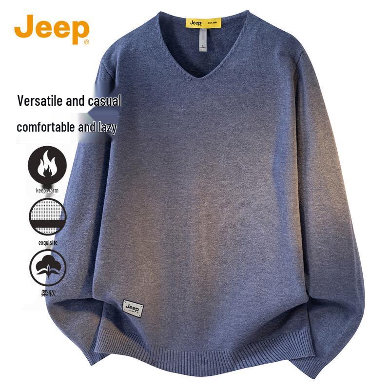 Jeep Men's Loose Fit V-Neck Casual Sweater