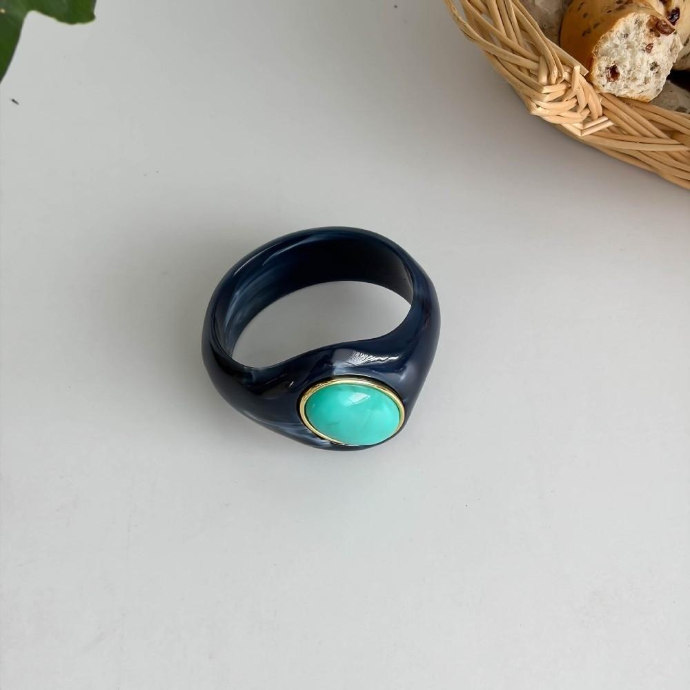 Stone Inlay Wide Bangle Oval Chunky Bracelet New Irregular Resin Bracelet  Gifts