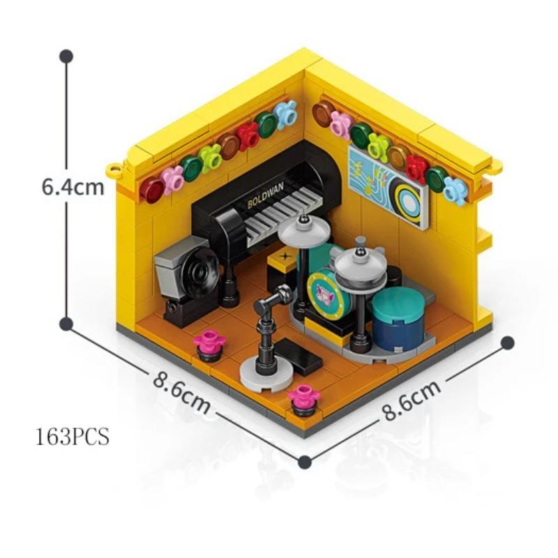 City Mini Shop Supermarket Street View Model Building Blocks Hamburger Restaurant Retail Store Bricks Architecture Friend Girl