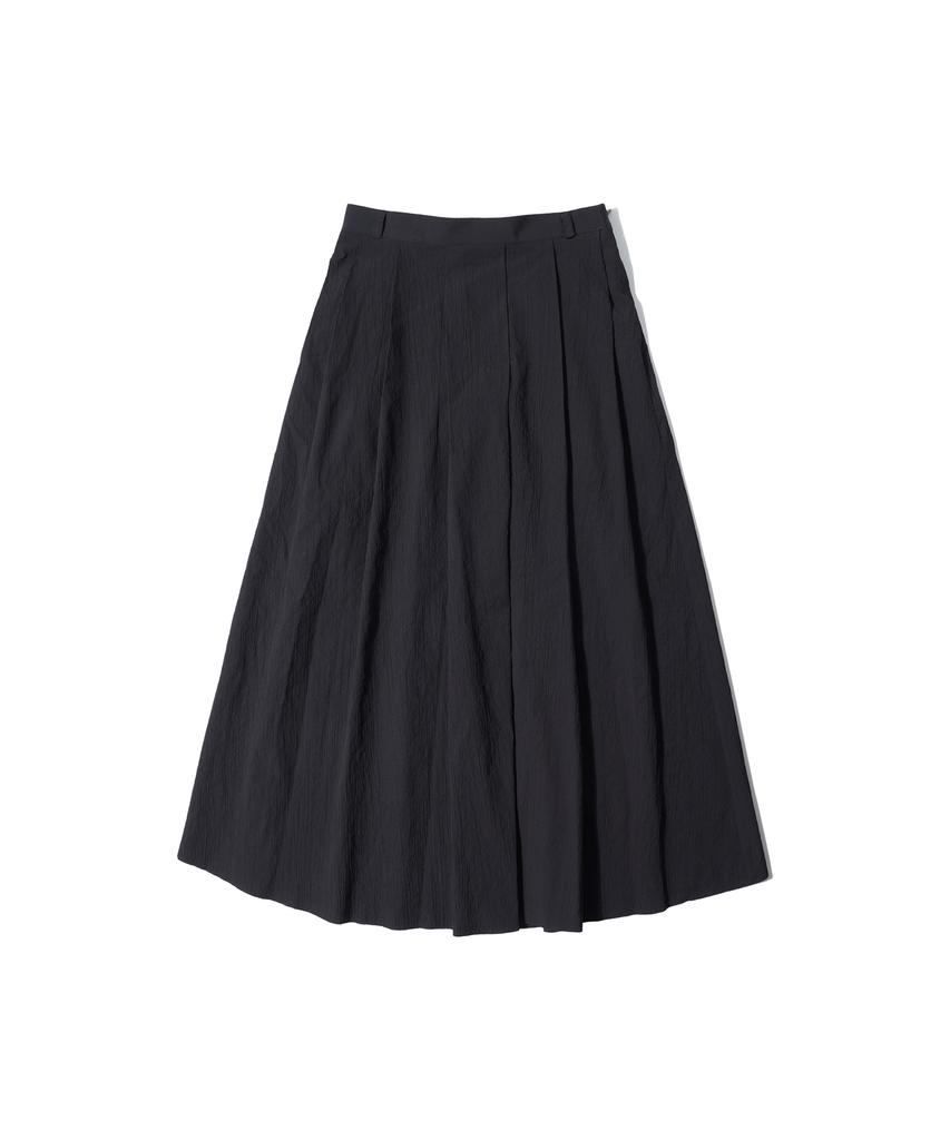 Banwonateullie P3162 Seersucker Midi Skirt_Black