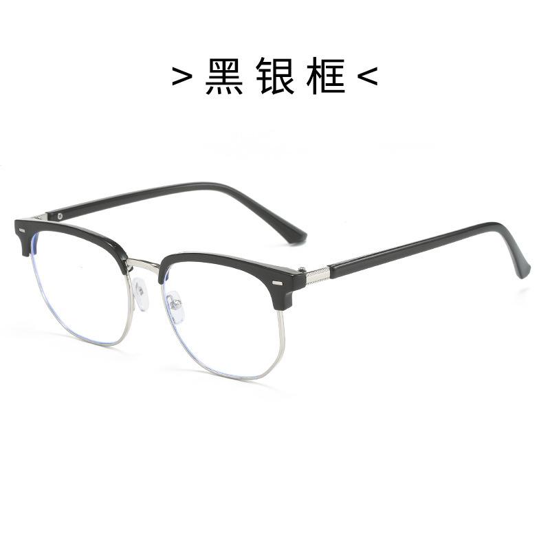 Color-Changing Retro Eyebrow Glasses Frame Men'S Business Photosensitive Gray Myopia Glasses Anti-Blue Light Versatile Flat Light