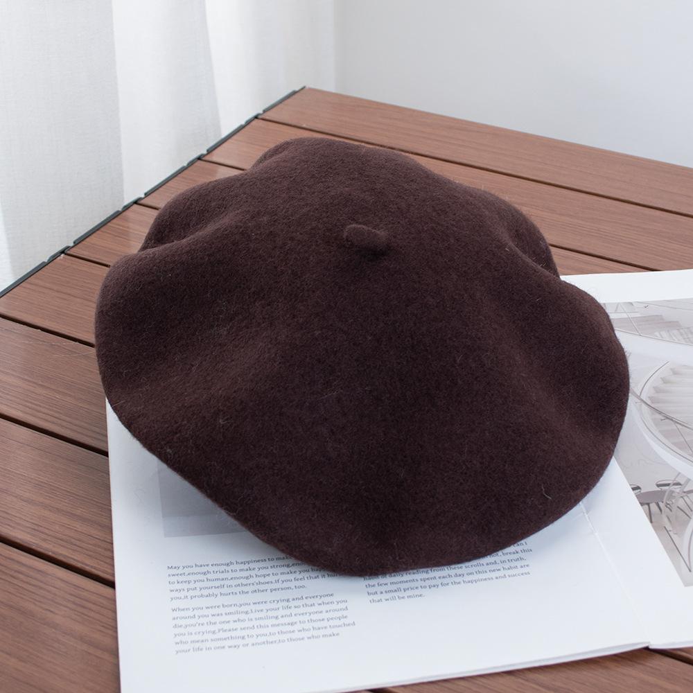 Berretto Donna Britannico Vintage Autunno e Inverno Lana Pittore Cappello Signora Cappello Bocciolo Versatile Tendenza ins