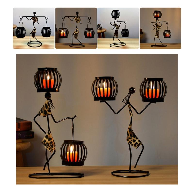 Modern Iron Figure Candlestick Holders Candlestick Desktop Art Decorations for Home Perfect Collectible Art Room Decors