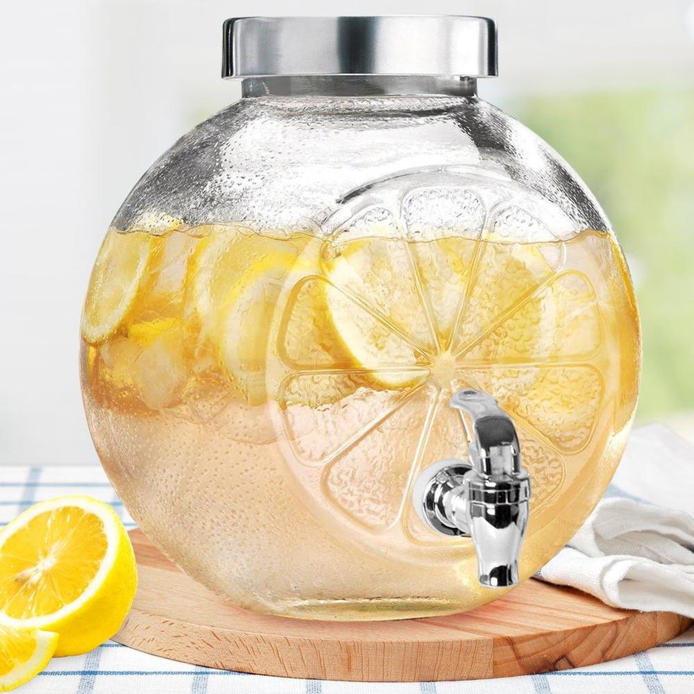Lemon-Shaped Glass Beverage Dispenser with Tap 5.4L